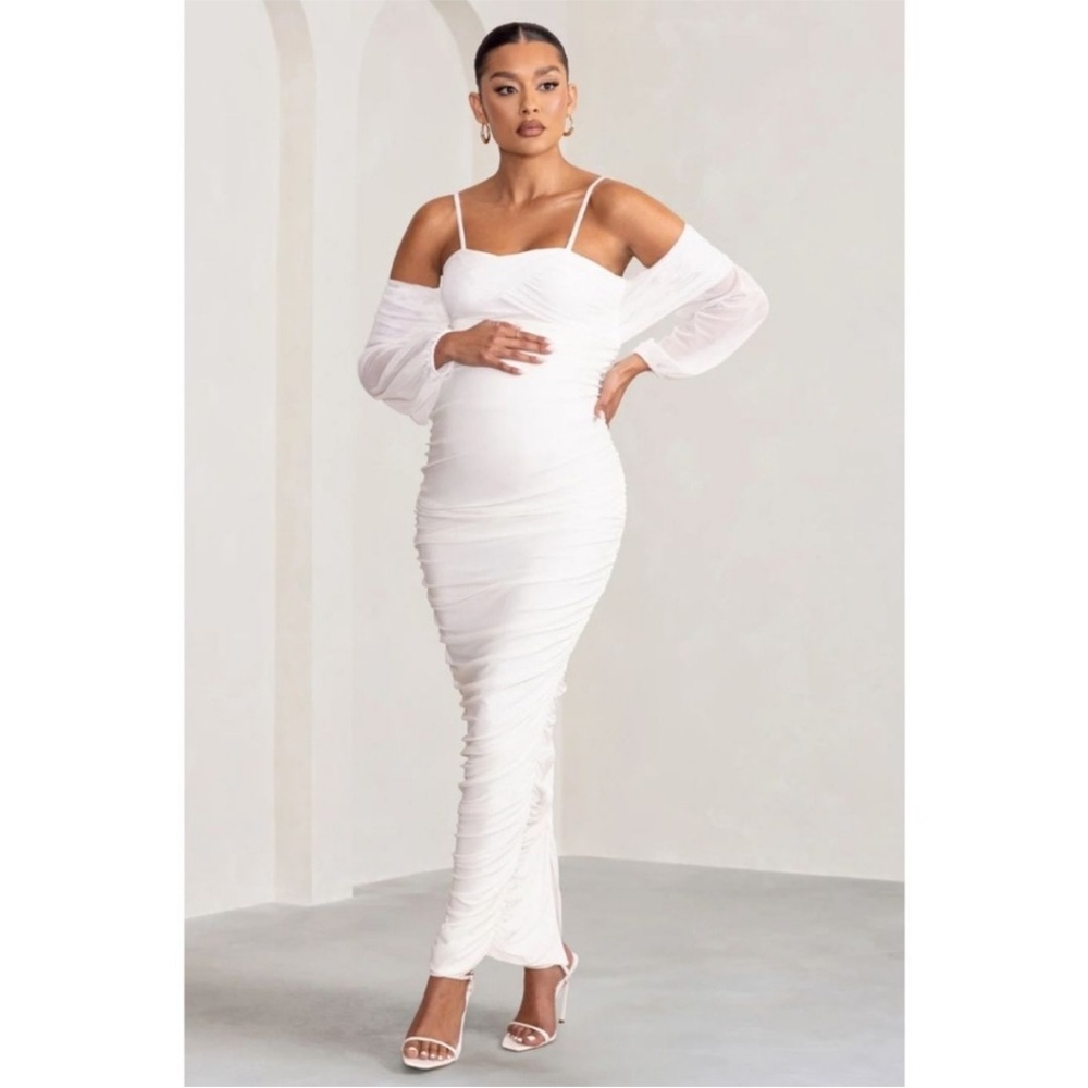 Club L London White Long Sleeve Dress